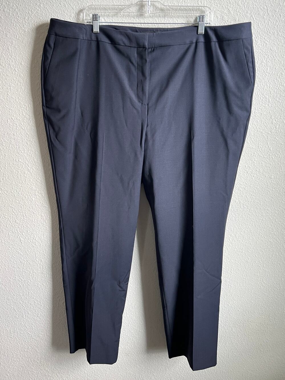 Talbots Navy Blue High Rise Straight Leg Wool Trouser Women's 20W Dress Pant NEW